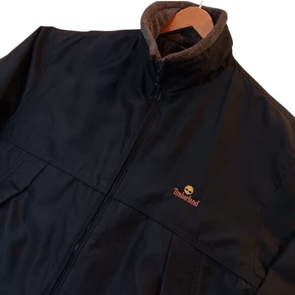 Timberland Waterproof Bomber Jacket XL Black Logo Full Zip Outdoors Mariners - Picture 2 of 12